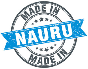 made in Nauru blue round vintage stamp