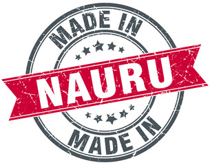 made in Nauru red round vintage stamp