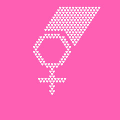 women  sign on a pink background with white heart