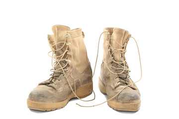 Old and dirty combat boots