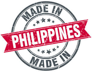 made in Philippines red round vintage stamp