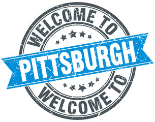 welcome to Pittsburgh blue round vintage stamp
