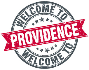 welcome to Providence red round vintage stamp