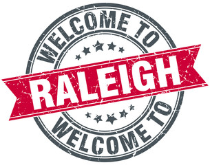 welcome to Raleigh red round vintage stamp