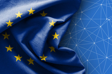 Flag of Europe on connections background