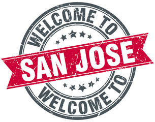 welcome to San Jose red round vintage stamp