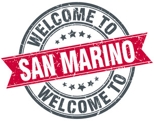 welcome to San Marino red round vintage stamp