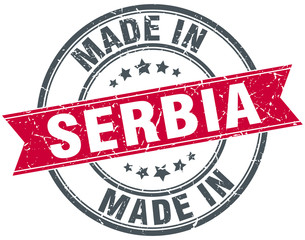 made in Serbia red round vintage stamp