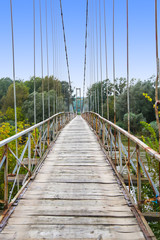 Old wooden suspension bridge