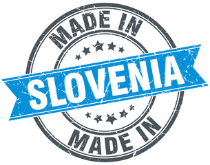 made in Slovenia blue round vintage stamp