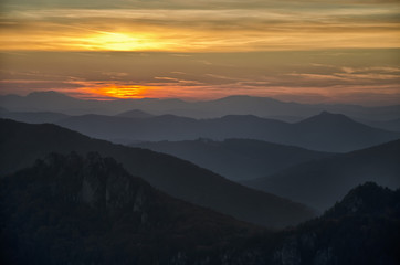 Fototapeta na wymiar Mountains in the sunset, landscape, Slovakia, Europe