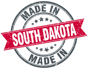 made in South Dakota red round vintage stamp