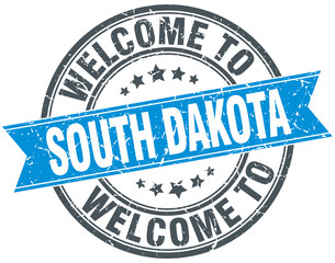 welcome to South Dakota blue round vintage stamp