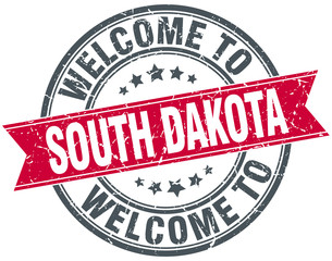 welcome to South Dakota red round vintage stamp