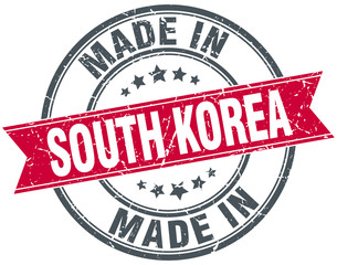 made in South Korea red round vintage stamp