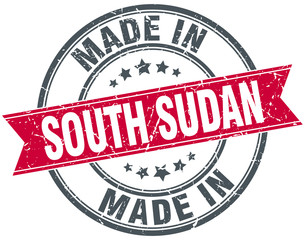 made in South Sudan red round vintage stamp