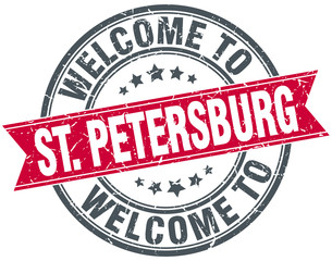 welcome to St. Petersburg red round vintage stamp