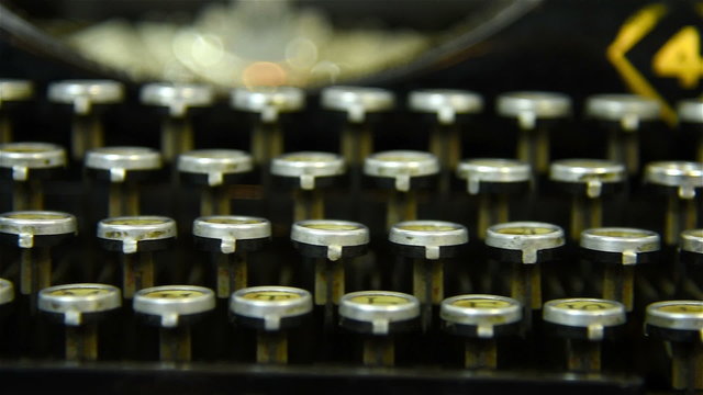 Vintage Typewriter Keys. Extra Close Up. Slow motion effect