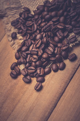 Coffee on grunge wooden background
