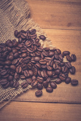 Coffee on grunge wooden background