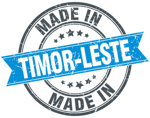 made in Timor-Leste blue round vintage stamp