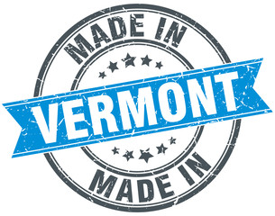made in Vermont blue round vintage stamp