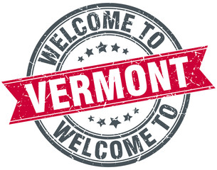 welcome to Vermont red round vintage stamp