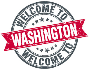welcome to Washington red round vintage stamp