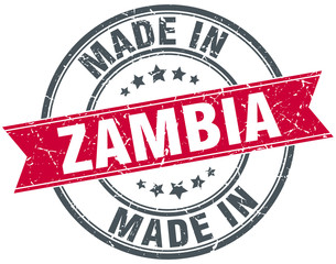made in Zambia red round vintage stamp