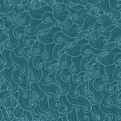 Hand drawn seamless wave background.