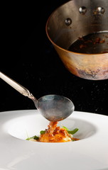 Yolk fried in homemade cracklings