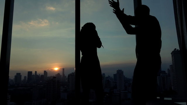 Young couple having relationship difficulties during night, 120fps
