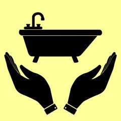 Bathtub sign. Flat style icon