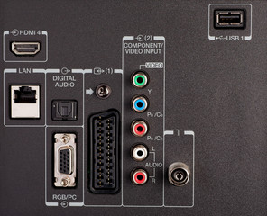 Modern TV audio video input panel controls