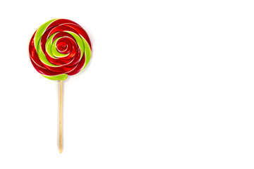 lollipop candy holding by hand on white background