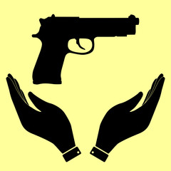 Gun sign. Flat style icon