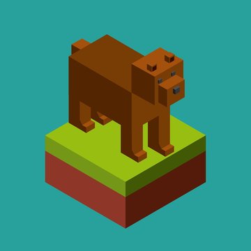 animal in pixels design 
