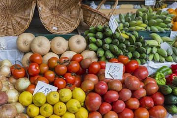 Fresh exotic fruits in Mercado Dos Lavradores.Madeira Island, Po