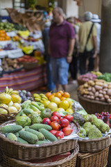 FUNCHAL, PORTUGAL - JUNE 25: Fresh exotic fruits in Mercado Dos