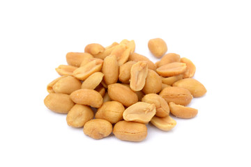 Arranged peanuts peeled and isolated on white background