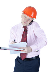 Portrait of architect isolated on white background