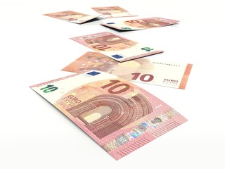 ten euro banknote on white background