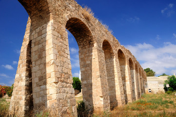 Ancient roman aqueduct in northern Israel near Nahariya city.