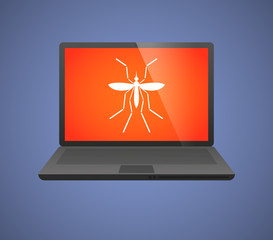 Zika virus bearer mosquito  in a laptop
