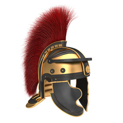 Isolated illustration of a Roman Helmet with a scarlet plume
