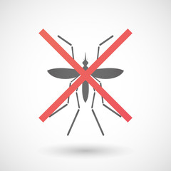 Zika virus bearer mosquito  under a rejection sign