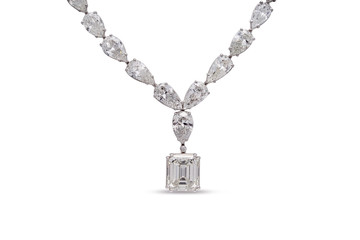 Gorgeous Emerald and Teardrop Cut Diamond Necklace © foxdammit