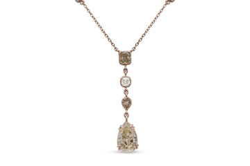 Gorgeous Yellow Teardrop Diamond Necklace in Rose Gold