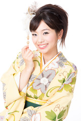 portrait of asian woman wearing kimono