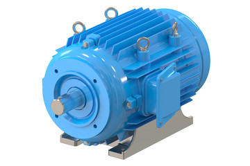Blue industrial electric motor
